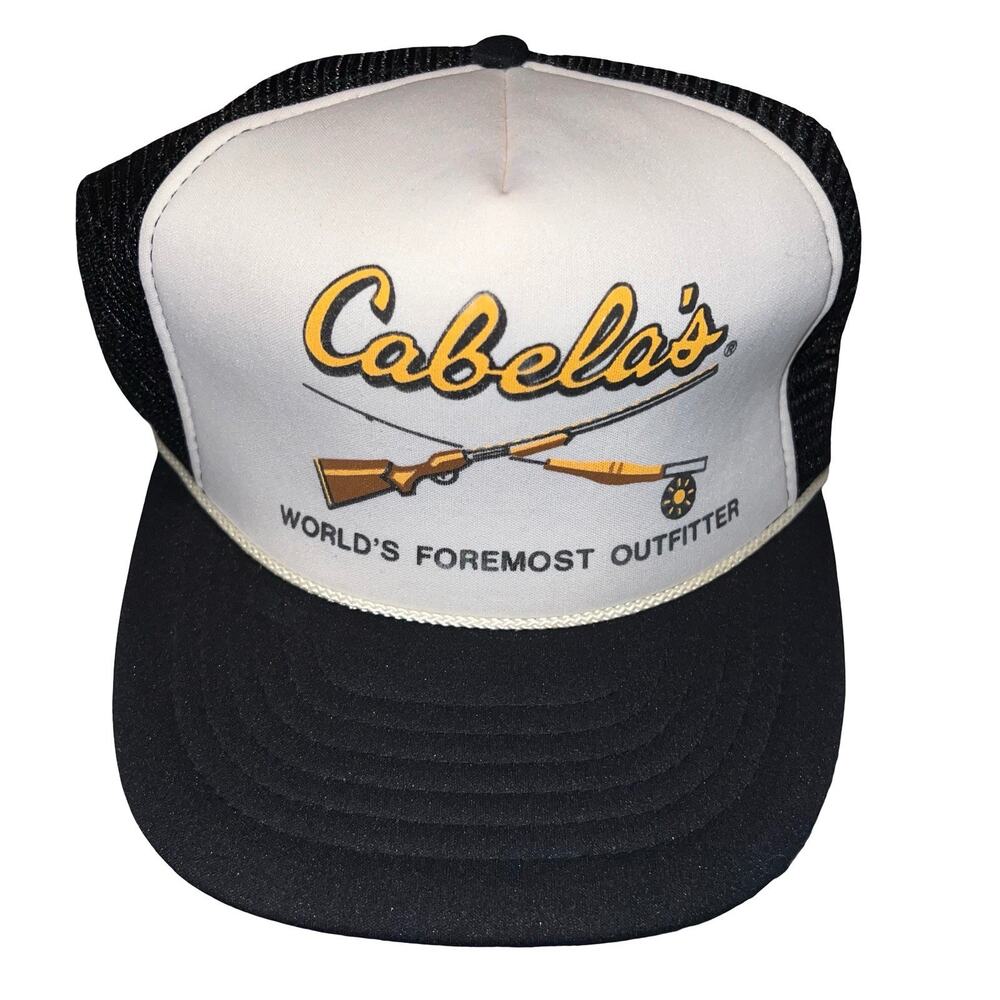 Vintage Cabela's Outdoor Fishing Hunting Mesh Trucker Snapback Hat Cap 80s USA